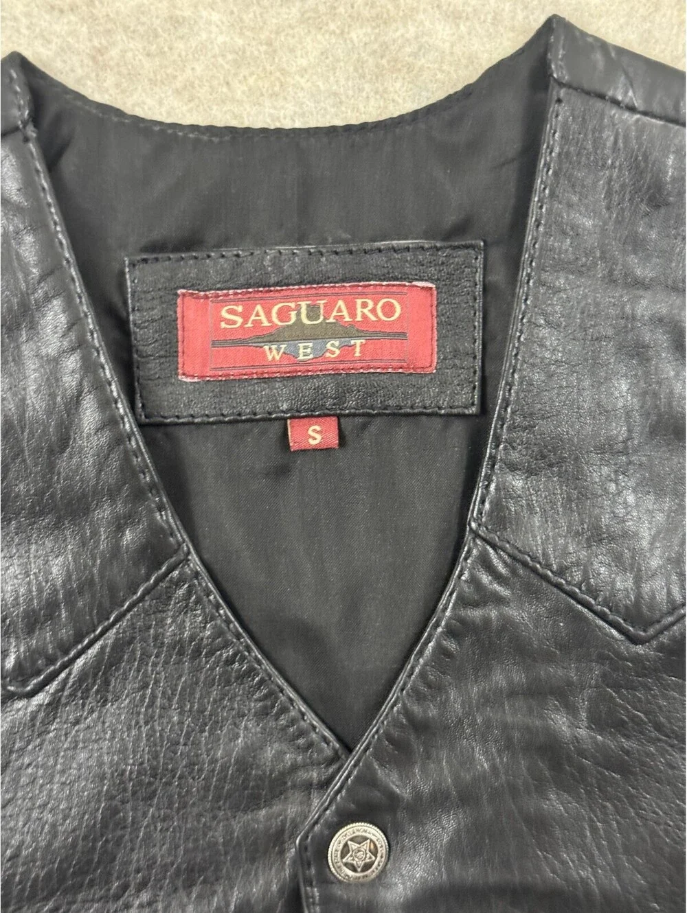 Children's Saguaro West Black Leather Vest Size Small